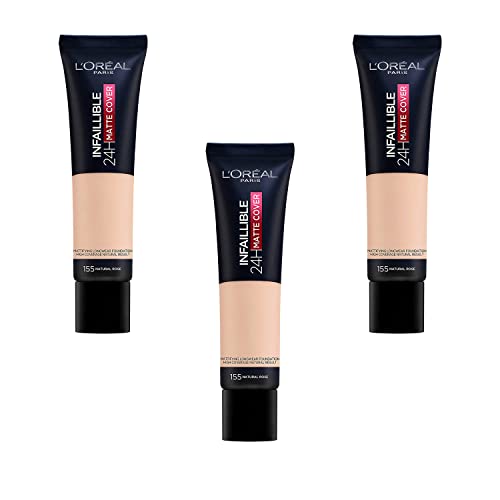 L'Oreal Paris Cover Liquid Foundation, With 4% Niacinamide, Long Lasting, Natural Finish, Available in 20 Shades, SPF 25, Infallible 32H Matte Co