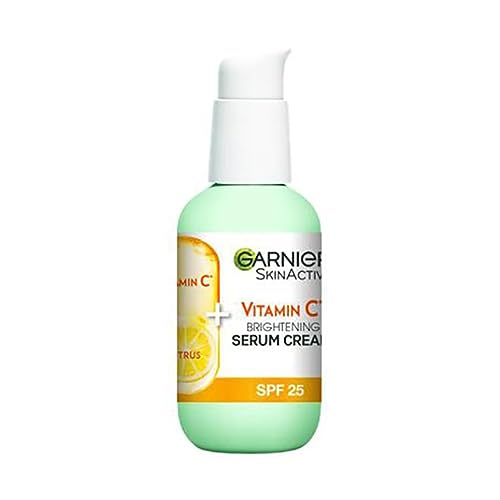 Garnier Vitamin C Serum Cream, 2in1 Formula With 20% Vitamin C serum & SPF 25 Moisturiser, Hydrate & Reveal Bright Glowing Skin, Organic & Vegan