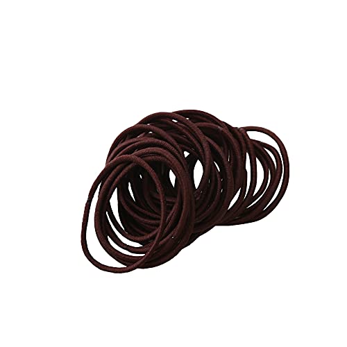 FEIFEI'S BOW 50Pcs Girls Women 2.5mm Thin School Uniform Endless Hair Elastics Bobbles Hair Ties Bands Ponios Ponytail Holders (Burgundy)