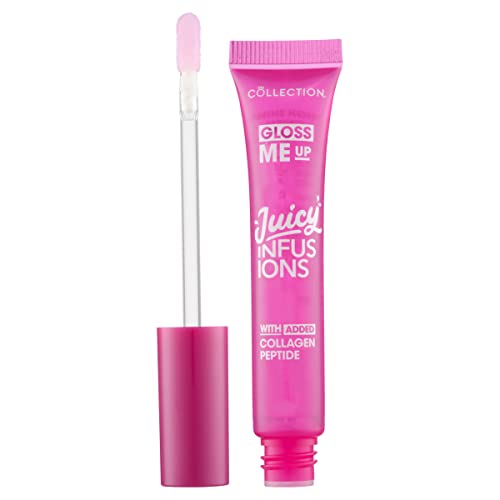 Collection Cosmetics Gloss Me Up Juicy Infusion Pink Lip Gloss, With Added Collagen, Plumping Effect, Strawberry Scented, 9ml