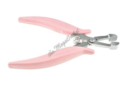 Profesional Hair Extension Pliers for Removing Micro Rings and Crushing Fusion Bond - Anti-rust Stainless Steel with Non-slip Grip - Pink - 6''