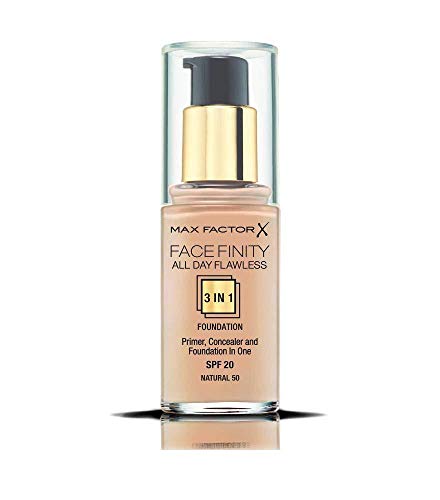 Max Factor Facefinity 3-in-1 All Day Flawless Liquid Foundation, SPF 20 - 55 Beige (Packaging May Vary)