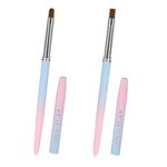Nail Art Clean Up Brushes, Round&Flat Nail Art Brush Set of 2 Professional Nail Design Brushes Nail Brushes for Acrylic Application, Finger Nail