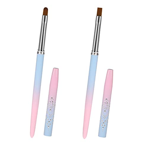 Nail Art Clean Up Brushes, Round&Flat Nail Art Brush Set of 2 Professional Nail Design Brushes Nail Brushes for Acrylic Application, Finger Nail