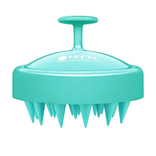 HEETA Scalp Massager, Silicone Scalp Brush Ergonomic Scalp Scrubber Easy to Use Shampoo Brush for Hair Growth, Green