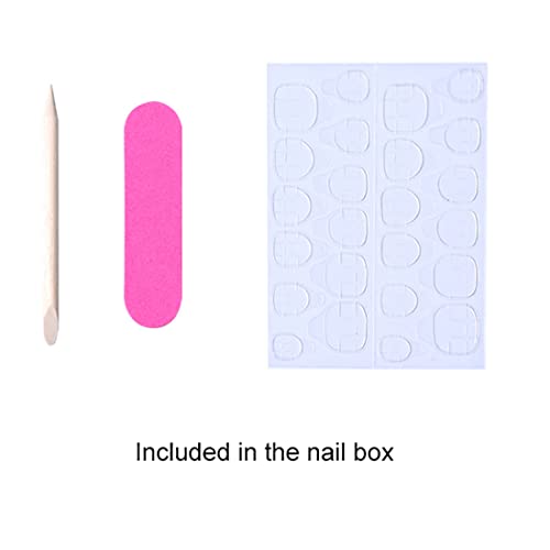 Daterkey 24pcs French Short Square Fake Nails Nude Pink False Nails Rhinestone Flowers Press on Nails for Women and Girls (D)
