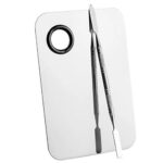 6x4" Makeup Mixing Palette, Stainless Steel Cosmetic Artist Blending Palette with Spatula Tool for Mixing Foundation