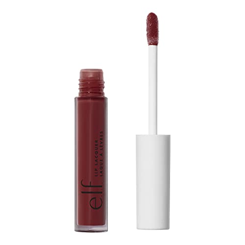 e.l.f. Lip Lacquer, Nourishing, Non-Sticky Ultra-Shine Lip Gloss With Sheer Color, Infused With Vitamins A & E, Vegan & Cruelty-Free, Black Cherr