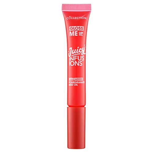 Collection Cosmetics Gloss Me Up Juicy Infusion Pink Lip Gloss, With Added Collagen, Plumping Effect, Strawberry Scented, 9ml