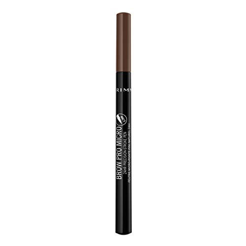 Rimmel London Brow Pro Micro 24HR Precision-Stroke Pen, Microfilling Felt Tip, Soft Brown, 1 ml