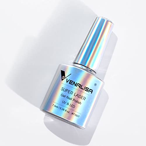 VENALISA Holographic Gel Nail Polish Silver Glitter Effect Sparkling Colors Soak off UV LED Nail Lamp for Nail Starters at Home