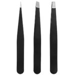 3 Piece Eyebrow Tweezers Set with Box, Professional Stainless Steel Precision Tweezers for Eyebrows Plucking, Ingrown Hair, Splinter Hair and Fac