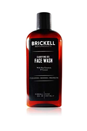 Brickell Men's Clarifying Gel Face Wash for Men, Natural and Organic Rich Foaming Daily Facial Cleanser Formulated With Geranium, Coconut and Alo