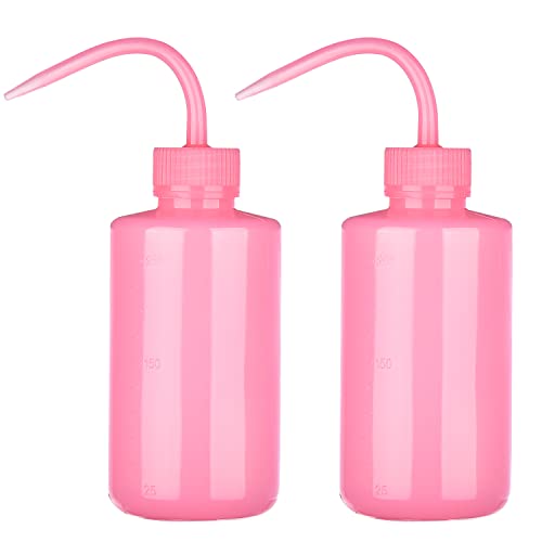 UNVOJL 2 Pieces Eyelash Washing Bottle with Cap 250ml Plastic Squeeze Bottle Eyelash Extension Tools for Beauty Salon (Pink)