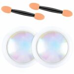 Ownest 2 Pcs Neon Iridescent Chrome Nail Powder, Mermaid Chrome Nail Powder White Shell Nail Powder, Mermaid Pearl White Nail Powder Salon Nail P