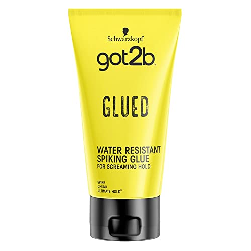Schwarzkopf got2b Glued Spiking Glue Hair Gel, Water Resistant, Strong Hold for Up to 72 Hours, 150 ml,package may vary