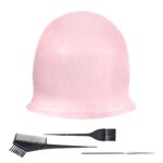 NITAIUN 4 Pcs Silicone Highlight Hair Cap, Reusable Highlight Hair Cap with Hook Needles Hair Dye Comb Hair Dye Brushes Hair Frosting Cap Highlig