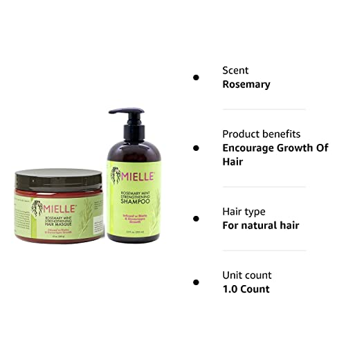 Rosemary Mint Strengthening Hair Masque & Rosemary Mint Strengthening Shampoo by Mielle Organics