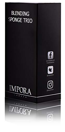 Beauty Makeup Blender/Foundation Sponge Trio Set by Impora London. Original Teardrop/Egg Shape. Vegan, Latex Free. For use with Liquids, Conceale