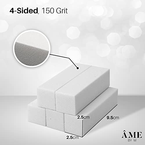 ÂME BY M 10pcs White Professional Nail Buffer Blocks 4-Sided Nail File Sanding Blocks Manicure Pedicure Tools Smoothing Shaping and Buffing for N