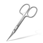 FVION Curved Cuticle Scissors Extra Fine for Women, Men and Professionals - Stainless Steel Small Manicure Scissors with Precise Pointed Tip Groo