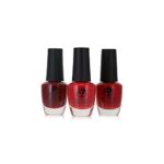 W7 Red Nail Polish Colours - 3Pcs Set - High Shine, Chip Resistant Glossy Finish Bundle