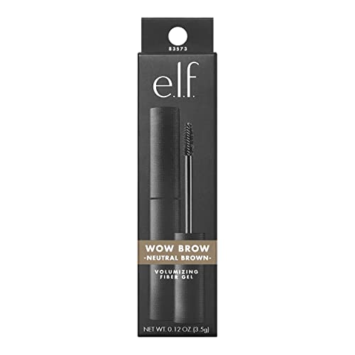 e.l.f. Wow Brow Gel, Volumizing, Buildable, Wax-Gel Hybrid, Creates Full, Voluminous-Looking Brows, Locks Brow Hairs In Place, Neutral Brown, Fib