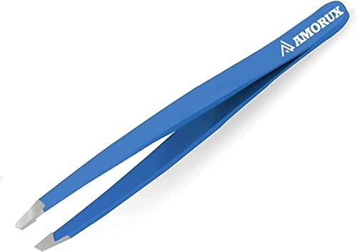 Professional Slanted Tweezer for Facial Hair Women & Men Stainless Steel Precision Tweezers for Ingrown Hair (Pink)