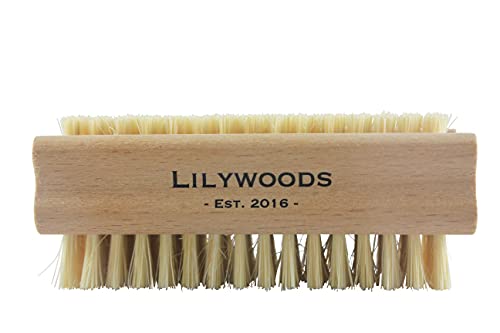 Lilywoods Extra Tough Wooden Nail Brush with Strong Cactus Double Sided Bristles