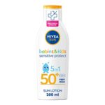 NIVEA SUN Kids Protect & Sensitive Sun Lotion (200ml) Sunscreen with SPF 50+, Kids Suncream for Sensitive Skin, Immediately Protects Against Sun