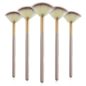 WLLHYF 5 PCS Facial Fan Brushes, Makeup Brush Mask Slim Soft Applicator Brushes Chemical Peel Brush Cosmetic Multi-Use Tools for Women Girl Makeu