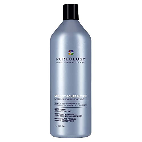 Pureology Strength Cure Blonde, Purple Shampoo, Restore & Tone for Brassy Blonde Hair, Vegan Formulas, Sulphate Free for a Gentle Cleanse