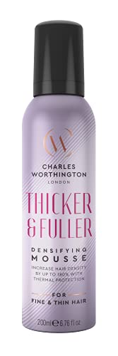 Charles Worthington Thicker and Fuller Densifying Shampoo, Hair Thickening Shampoo for Fine Hair, Purple, 250 ml