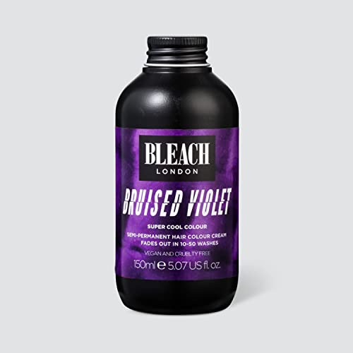 BLEACH LONDON Bruised Violet Semi-Permanent Hair Colour Cream - Deep Purple, Vegan, Cruelty Free, Vibrant Temporary Dye 150 ml