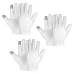 Sibba 3 Pairs Touch Screen Moisturizing Gloves White Cotton Moisturizing Gloves Overnight Bedtime Heal Eczema Sleeping Lotion Hand Spa Treatment