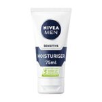 NIVEA MEN Sensitive Face Moisturiser (75ml), Men's Moisturiser with Zero Percent Alcohol, Sensitive Skin Moisturiser, Men's Skin Care Essentials