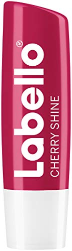 Labello Cherry Shine Lip Balm with Soft Red Shine and Shimmer Pigments and Cherry Flavours, Lip Care without Mineral Oils