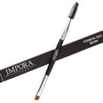 Duo Eyebrow Brush & Spoolie by Impora London. Flat, Angled Brush Perfect for Lining / Shaping Brows. Use with Gel, Cream or Powder Colours. Spool