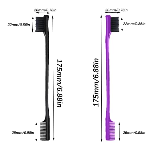 Lmyzcbzl Hair Edge Brush, 2 Pcs Double Sided Control Hair Brushes, 2 in 1 Hair Edge Control Brush, Dual Ended Hair Comb Brush