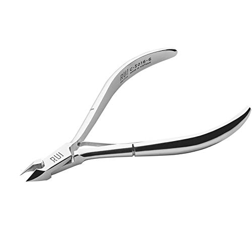 Rui Smiths Professional Carbon Steel Cuticle Nippers for Home Users, French Handle, Single Spring, 6mm Jaw (Full Jaw)