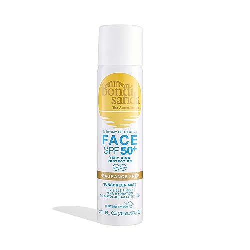 Bondi Sands SPF 50+ Fragrance Free Face Sunscreen Mist | Broad Spectrum UVA & UVB Protection with 72 Hour Hydration, Invisible Finish, Dermatolog