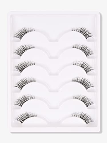 GMAGICTOBO False Eyelashes Short Natural Lashes Wispy Clear Band Half Lashes Pack 3D Faux Mink Cat Eye Lashes Fake Eyelashes 6 Pairs