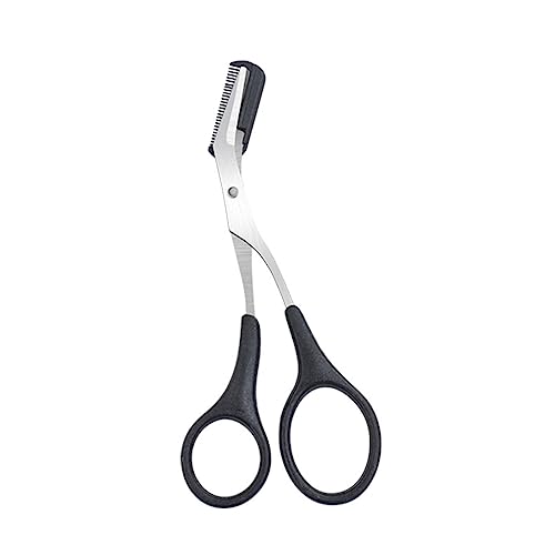 Eyebrow Trimmer Scissors with Comb, Professional Precision Trimmer Eyebrow Eyelash Hair Remover Cut Scissors Beauty Tool for Men Women (Black)