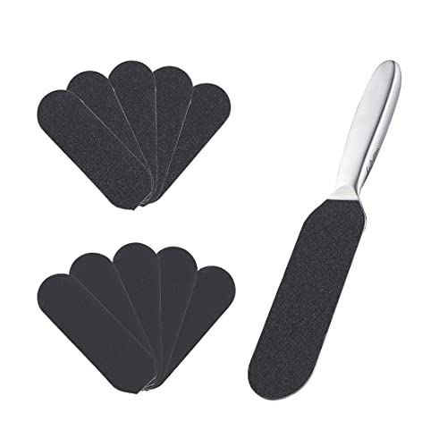 Pedicure Foot File and Callus Remover for Hard Skin Professional, Stainless Steel Foot Rasp File with Ten Free Refill Grits Double-Sided Replacem