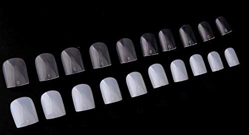 600 Pieces SQUARE False Nails SHORT Natural Full Cover Press On False Nail Tips - Professional Salon & Home Use.