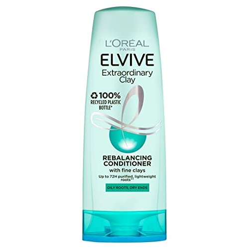 L'Oreal Elvive Extraordinary Clay Rebalancing Shampoo (400ml) & Conditioner (300ml) Set for Dry Roots & Dry Ends