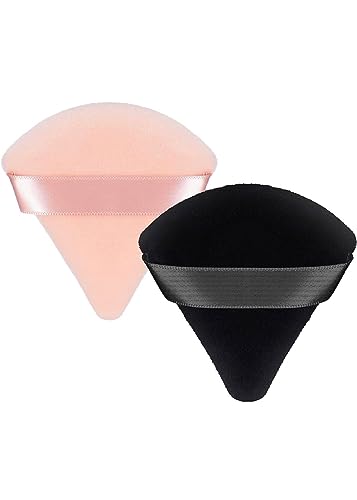 Premium Powder Puff Set Of 2, Makeup Sponge, Triangle Powder Puff Is Soft On Your Skin, Powder Puff Face Triangle Sleek Design And Finger Strap M