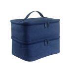 Nail Polish Storage Bag, Dual Layer Nail Lamp Carrying Case for Nail Polish Manicure Set Fits 30 Bottles(0.5 fl.oz), Nylon, Blue, 22*26*19cm