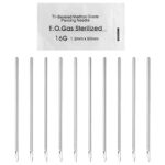 kuou 10 Pieces Piercing Needles, 16G Sterilized Disposable Body Piercing Needles Tattoo Accessory Needles for Ear Nose Tattoo Piercing Needle Sup