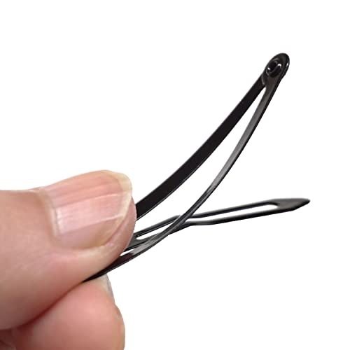 Jeffan 50 Pcs Snap Hair Clips 2 Inch Metal No Clips Barrettes Girls' Hair Accessories for Girls Women(black)